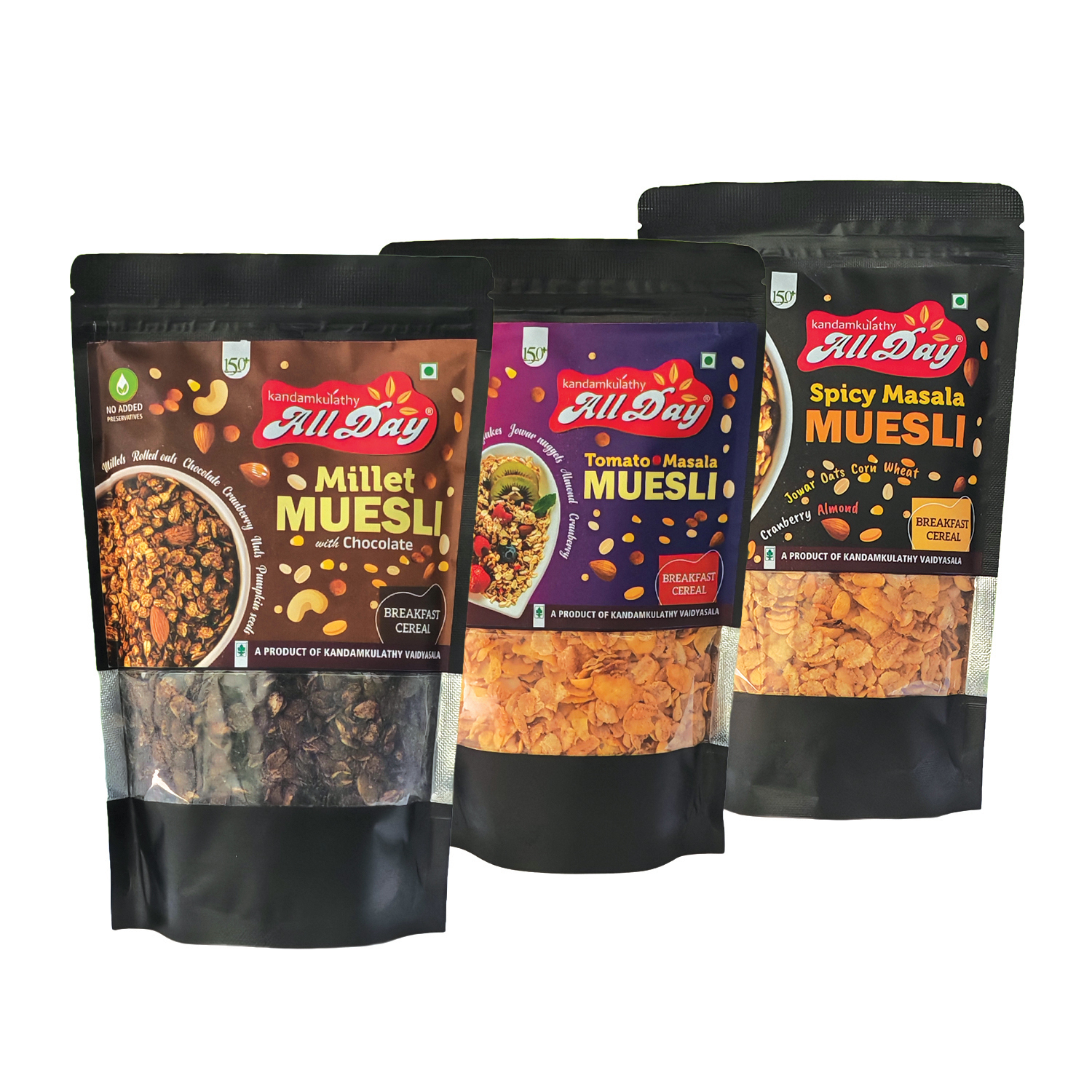 Kandamkulathy AllDay Muesli | Healthy Breakfast & Snack Cereal | Crunchy Grain Blend with Nuts & Fruits | No Preservatives | Multiple Flavours